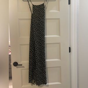 Reformation midi dress with criss cross back and white floral detail